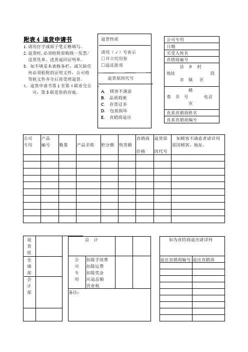 退货申请书模板.