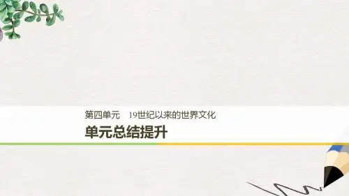 高中历史第四单元19世纪以来的世界文化总结提升课件岳麓版必修3