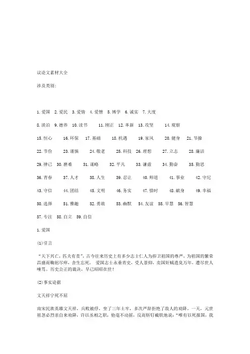 议论文分类素材大全