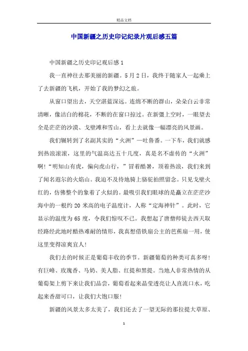 中国新疆之历史印记纪录片观后感五篇