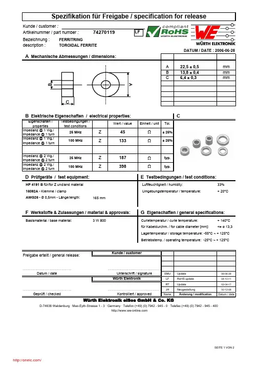 74270119;中文规格书,Datasheet资料