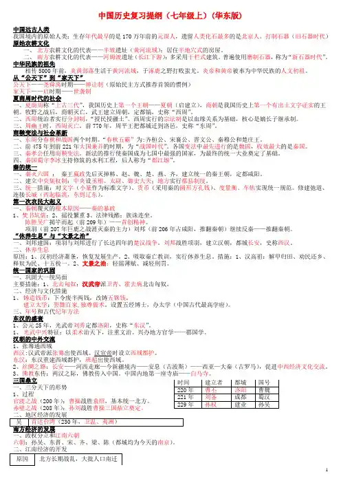 七年级历史上册_中国历史复习提纲_华东师大版