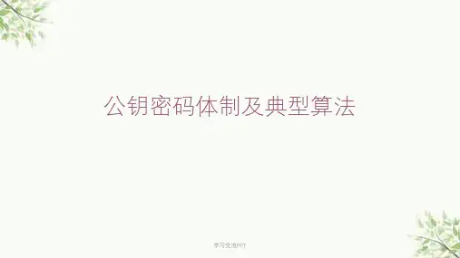 公钥密码体制及典型算法课件