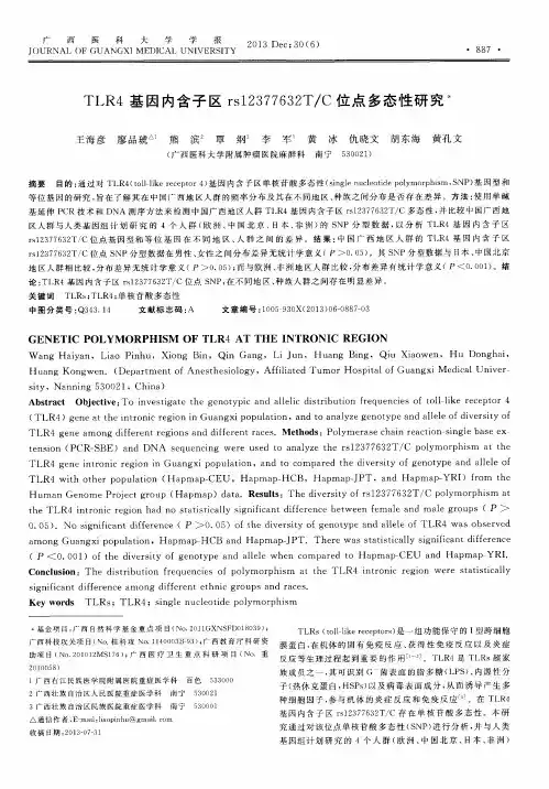TLR4基因内含子区rs12377632T／C位点多态性研究