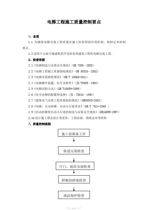 电梯安装工程施工质量控制要点