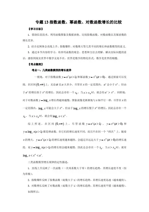 专题13指数函数、幂函数、对数函数增长的比较(解析版)