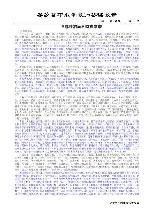 《麻叶洞天》同步学案2012   龚德国