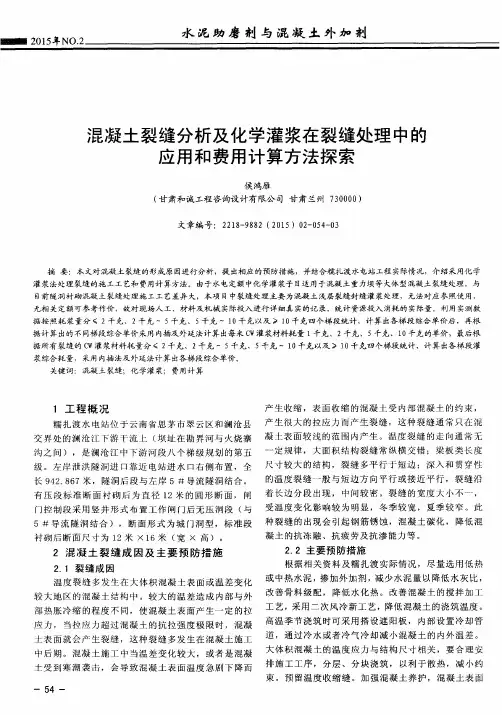 混凝土裂缝分析及化学灌浆在裂缝处理中的应用和费用计算方法探索 2