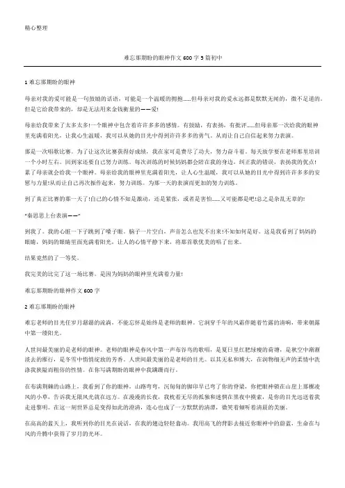 难忘那期盼的眼神作文篇初中