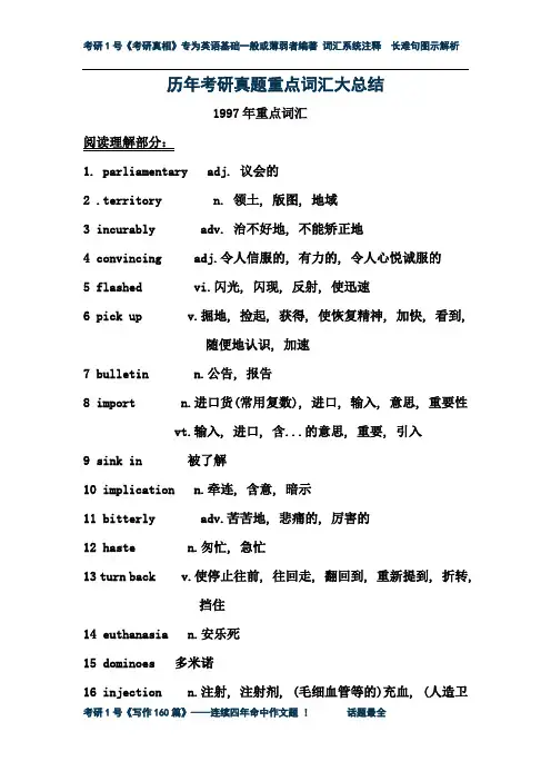 《考研真相》历年考研真题重点词汇大总结