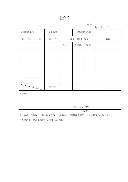 比价单