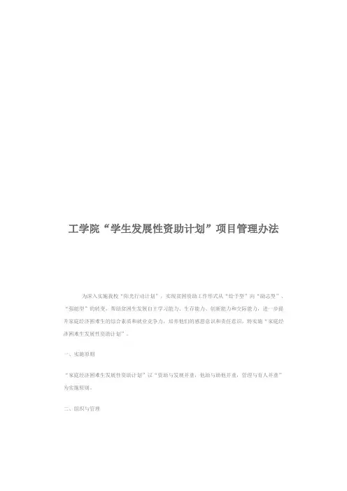 学生发展性资助计划项目管理办法