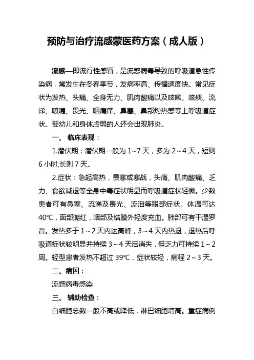 流感预防与治疗方案