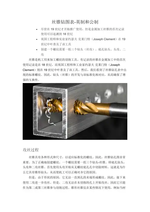 丝锥钻图表-英制和公制