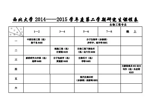 西北大学课程表