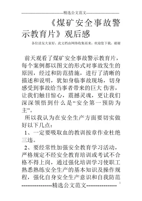 《煤矿安全事故警示教育片》观后感