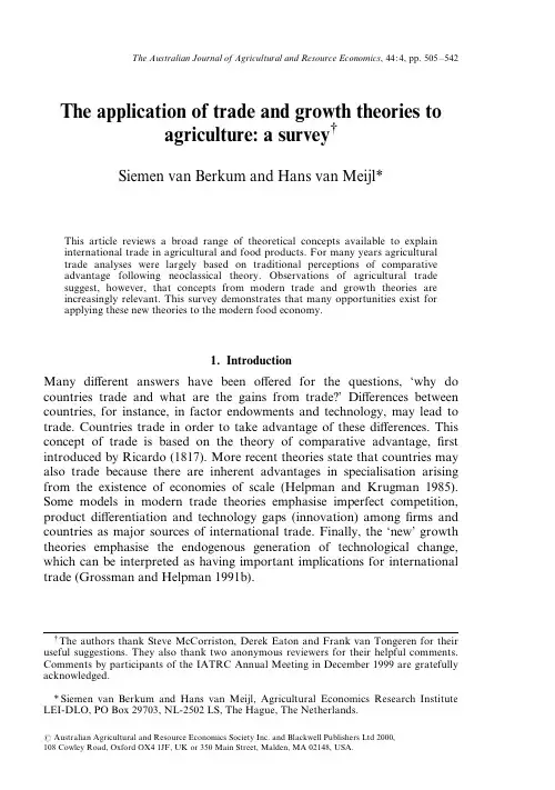 4-重要的-The application of trade and growth theories to agriculture- a survey