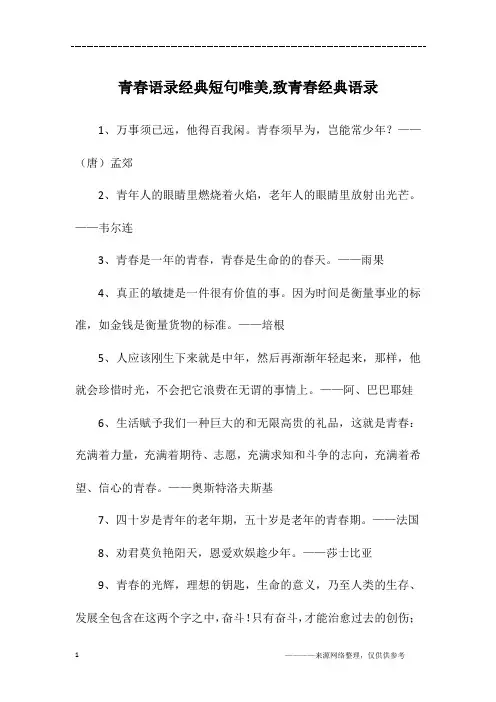 青春语录经典短句唯美,致青春经典语录