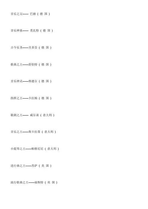 世界著名音乐家及代表作