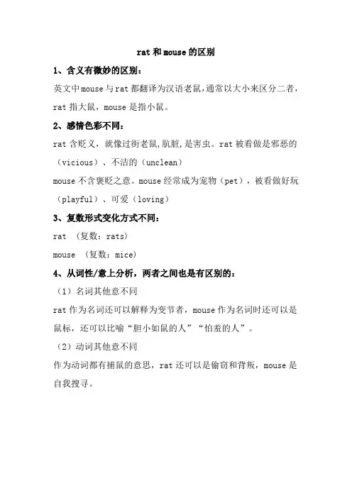 rat和mouse的区别