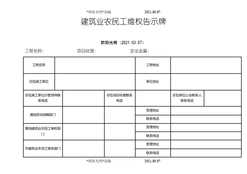 2021年农民工维权告示牌
