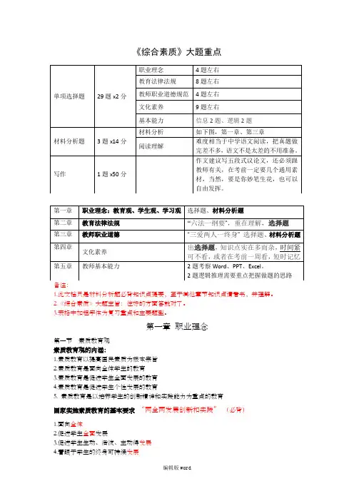 中学  《综合素质》最新版本