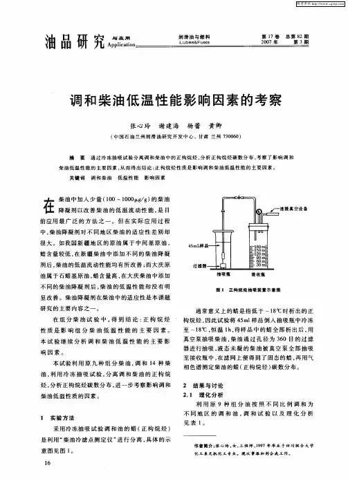 调和柴油低温性能影响因素的考察