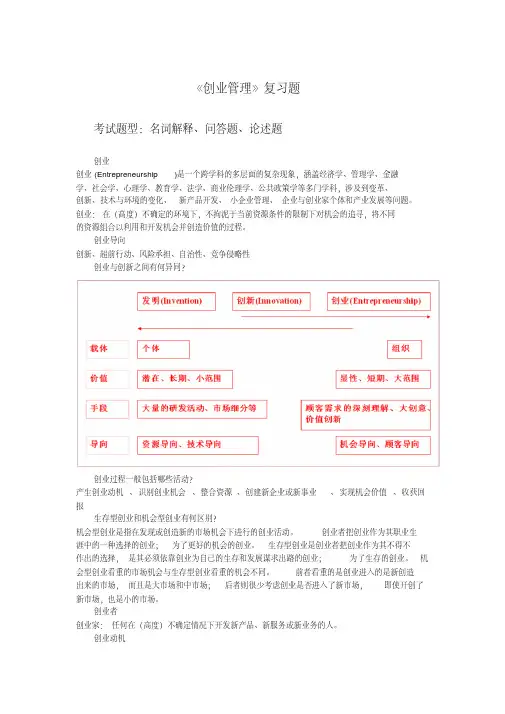 创业管理复习题1