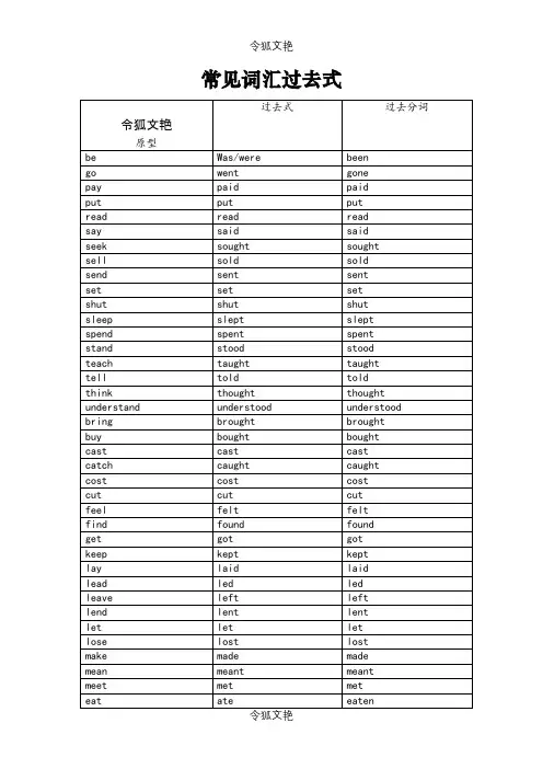 常见词汇特殊过去式过去分词之令狐文艳创作