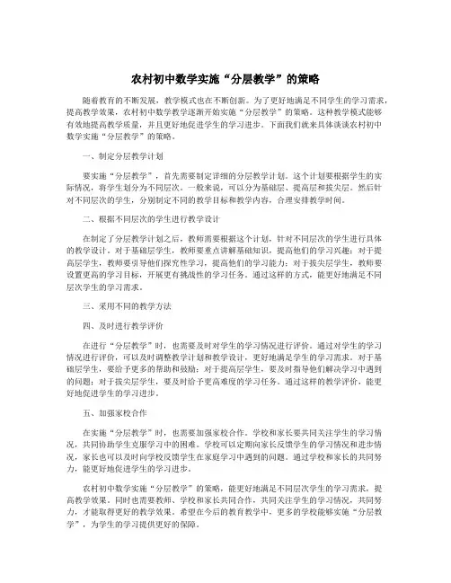 农村初中数学实施“分层教学”的策略 2
