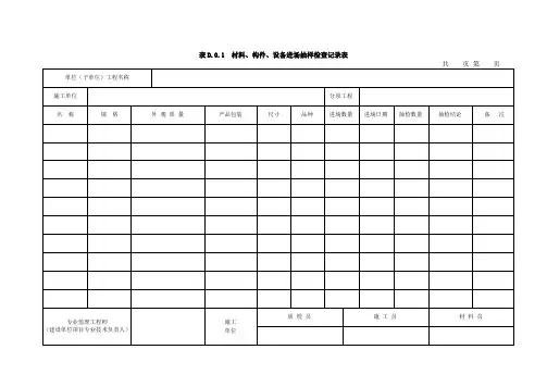 12 表D.0.1 材料、构件、设备进场抽样检查记录表