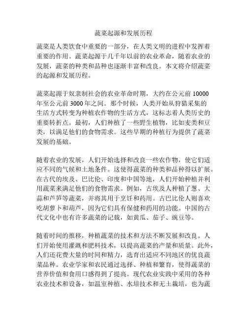 蔬菜起源和发展历程