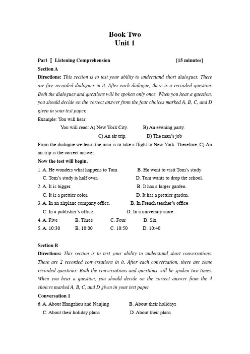 Book Two  Unit 1