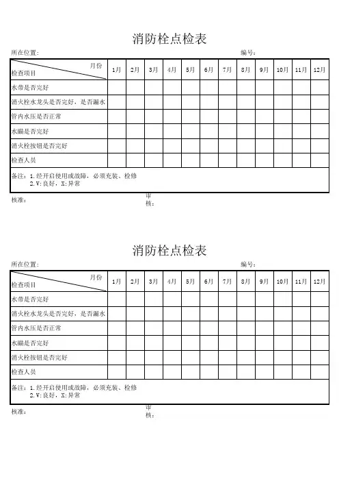 消防栓点检表