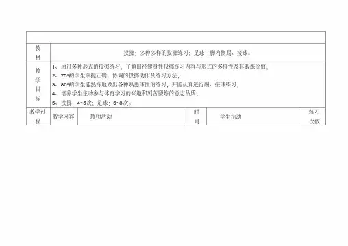 初中体育课教案全集