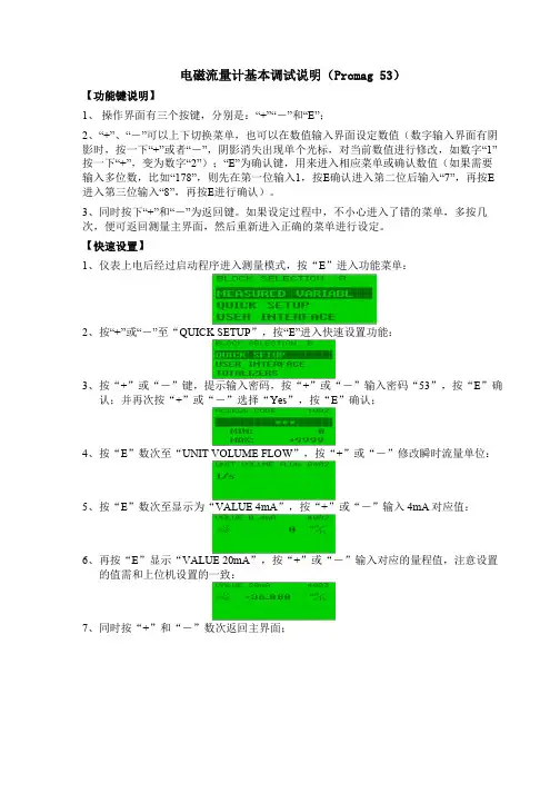 E+H电磁流量计基本调试说明 Promag 53