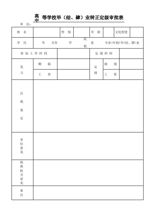 转正定级审批表