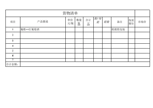 货物清单