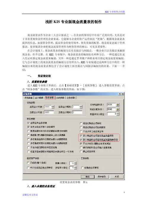 KIS专业版现金流量表