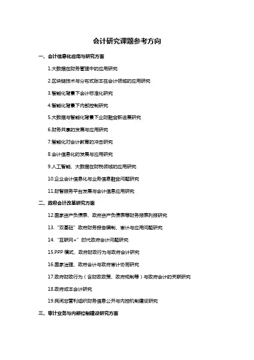 会计研究课题参考方向