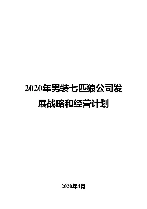 2020年男装七匹狼公司发展战略和经营计划