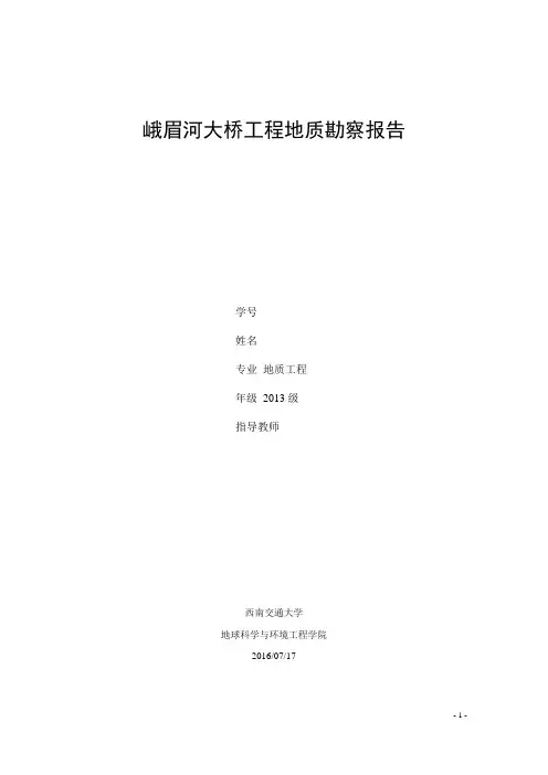 峨眉河大桥工程地质勘查报告