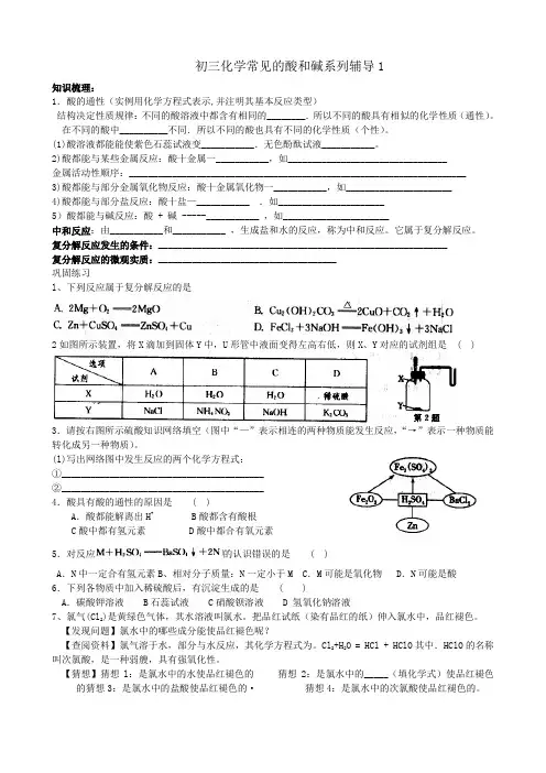 初三化学常见的酸和碱