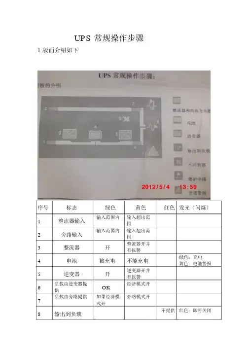 UPS常规操作步骤