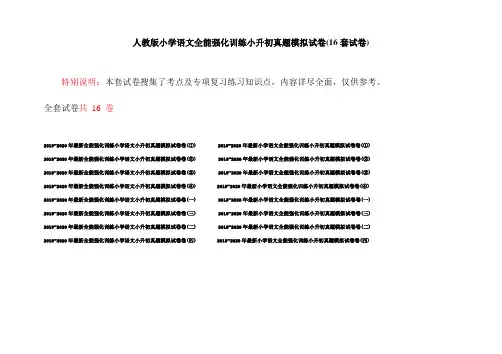 人教版小学语文全能强化训练小升初真题模拟试卷(16套试卷)