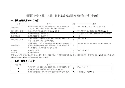 桃园升小学备课、上课、作业批改及质量检测评价办法