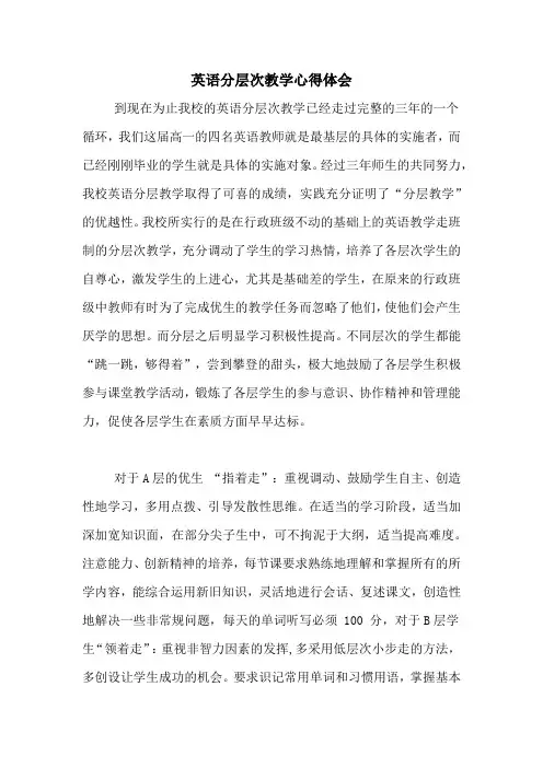 英语分层次教学心得体会