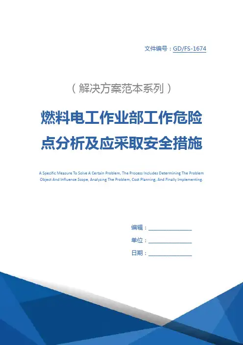 燃料电工作业部工作危险点分析及应采取安全措施详细版