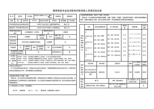 4  2017推荐高级专业技术职务任职资格人员情况综合表