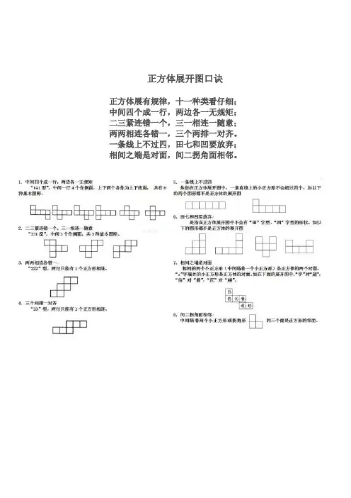 正方体展开图口诀word版本
